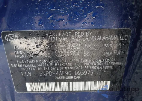 2012 Hyundai Elantra Limited z USA, uszkodzony, nr VIN 5NPDH4AE9CH093975